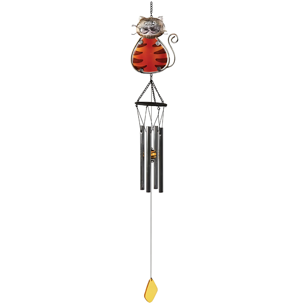 Cat Themed Wind Chime-Solar Wind LED Chime