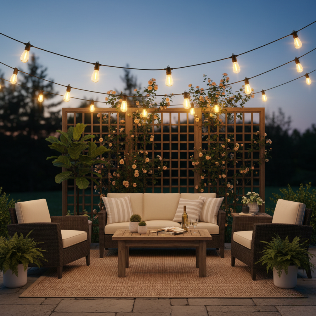 50FT LED Outdoor String Lights Timer Control With Edison Shatterproof Bulbs