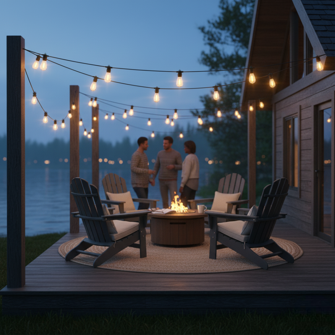50FT LED Outdoor String Lights Timer Control With Edison Shatterproof Bulbs