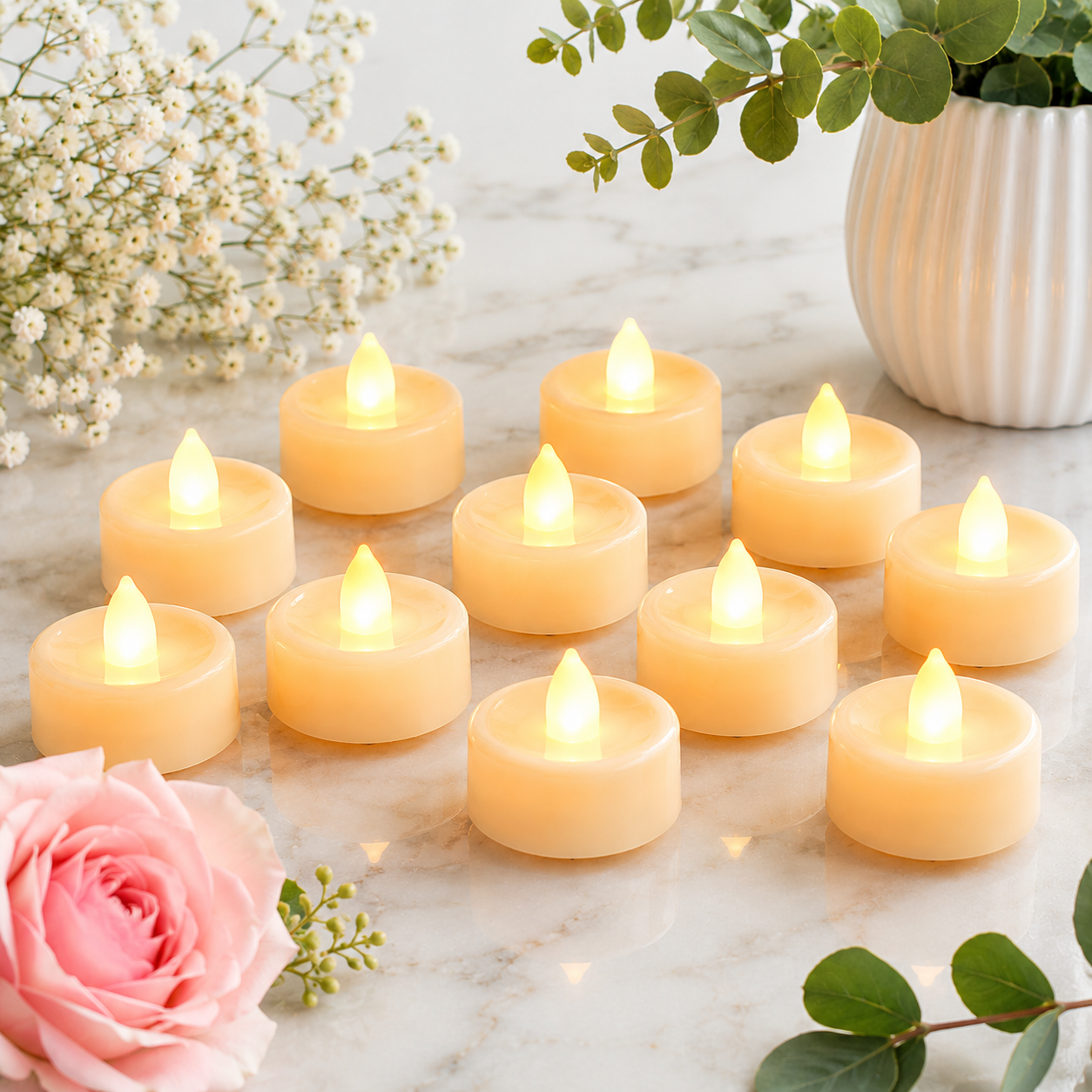 Pack 100 LED Wedding Candles – Flameless Tea Lights