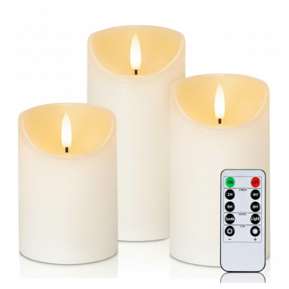 LED Pillar Flameless Candles Battery Operated With Remote Control And Timer