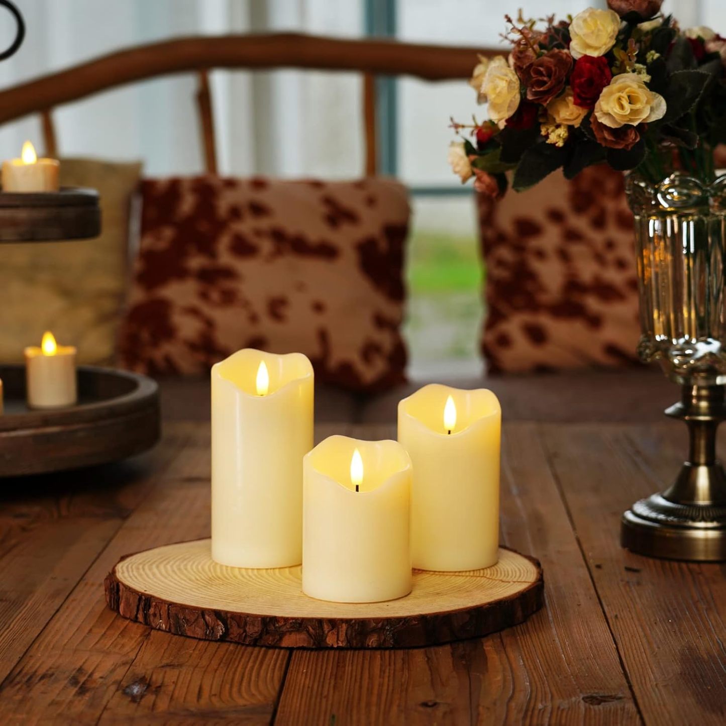 LED Pillar Flameless Candles Battery Operated With Remote Control And Timer