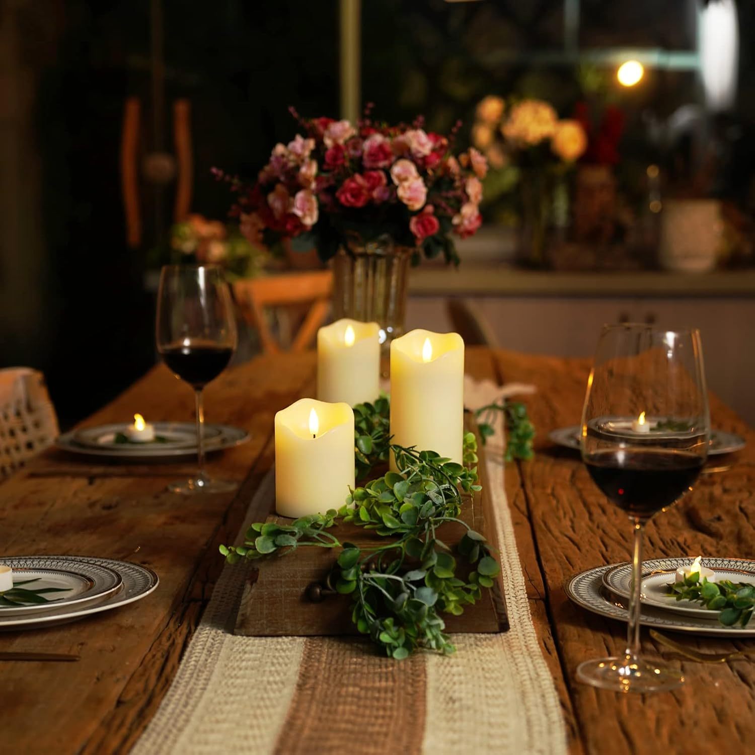 LED Pillar Flameless Candles Battery Operated With Remote Control And Timer