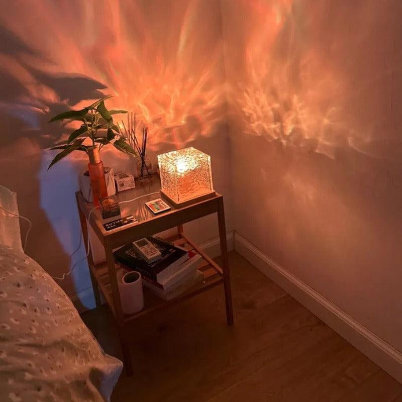 Mystical Tesseract Cube Lamp - Artistic Glass Cube Light-Solar Wind LED Chime
