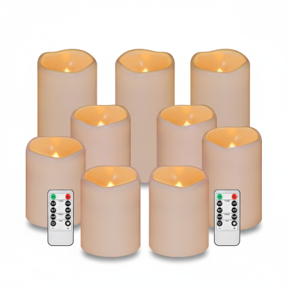 Outdoor Indoor Pillars Battery Operated Flickering Candles