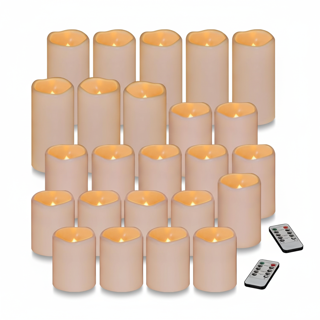 Outdoor Indoor Pillars Battery Operated Flickering Candles