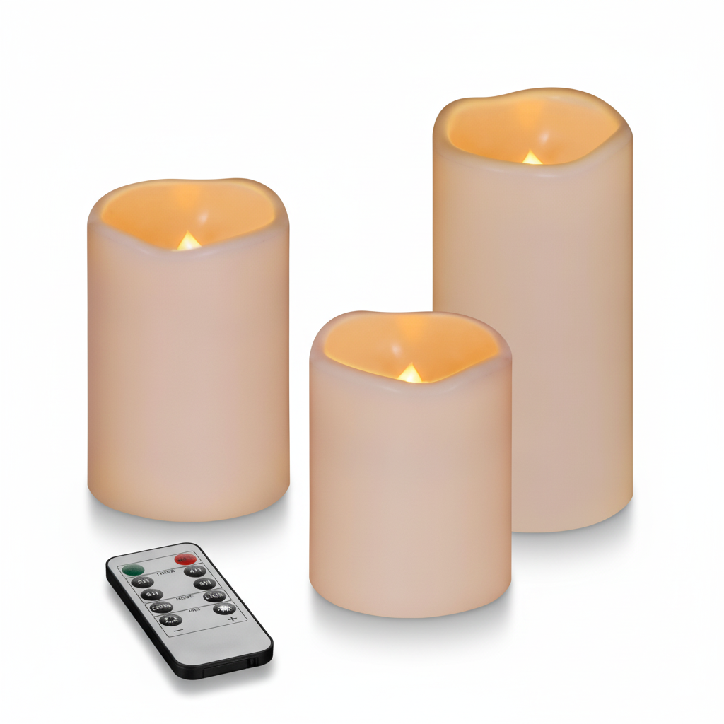 Outdoor Indoor Pillars Battery Operated Flickering Candles