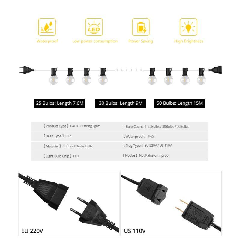 Outdoor LED Garland Lights – Waterproof Plug-In Holiday Decor-Solar Wind LED Chime