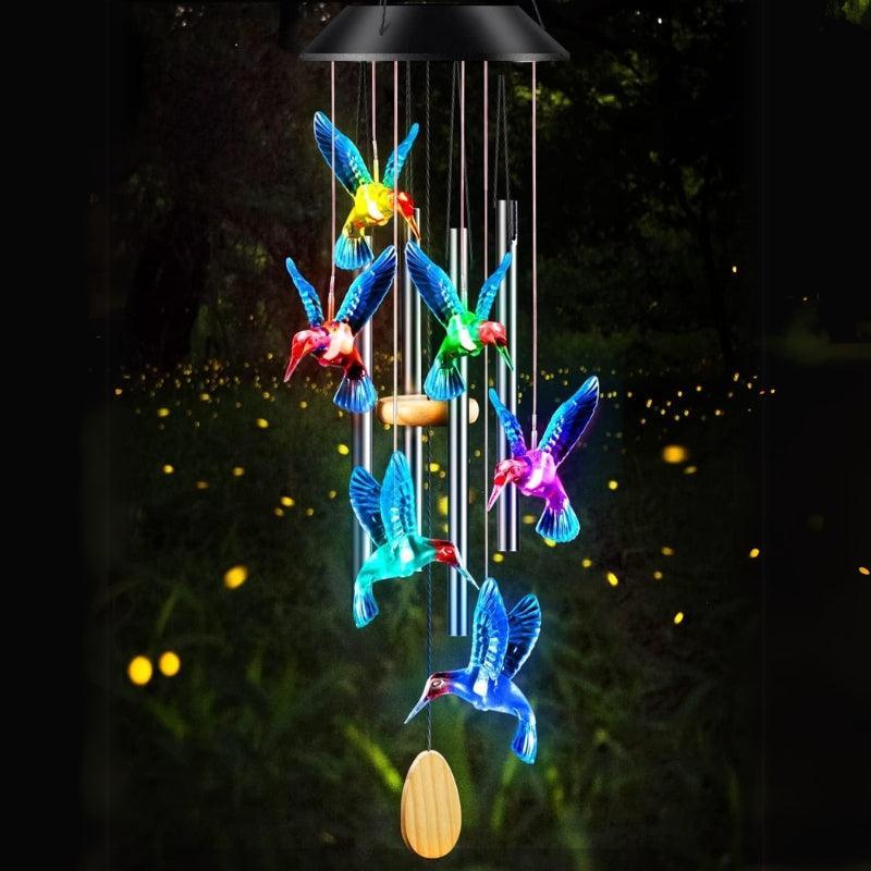 Outdoor Solar Wind Chime - With Aluminum Tubes-Solar Wind LED Chime