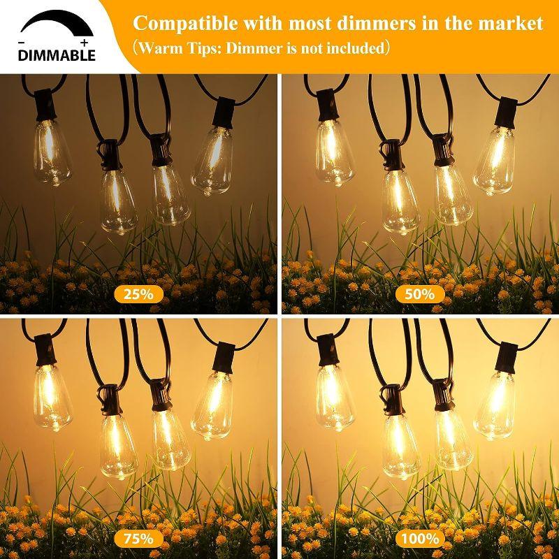 Outdoor String Lights Shatterproof – Vintage Edison Bulbs for Patio and Garden-Solar Wind LED Chime
