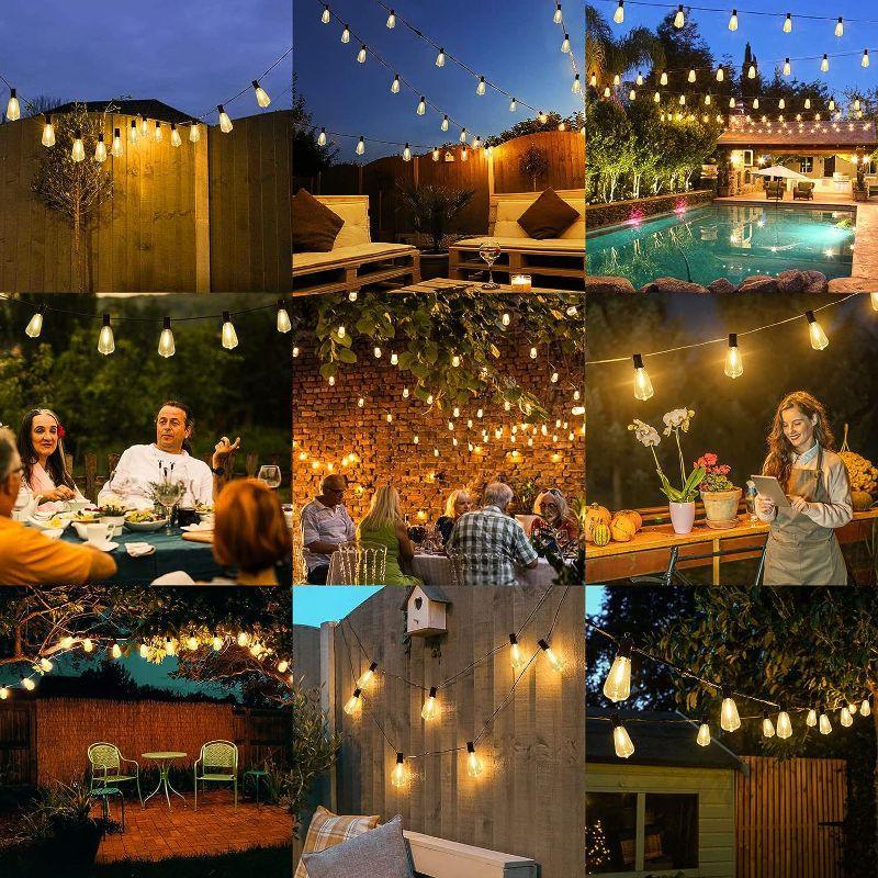 Outdoor String Lights Shatterproof – Vintage Edison Bulbs for Patio and Garden-Solar Wind LED Chime