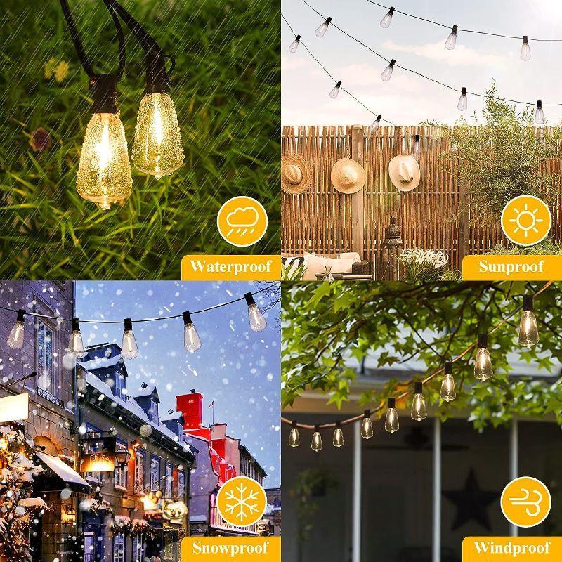 Outdoor String Lights Shatterproof – Vintage Edison Bulbs for Patio and Garden-Solar Wind LED Chime