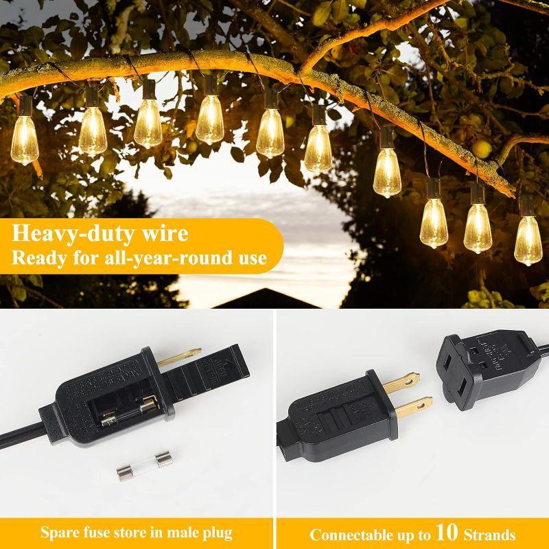Outdoor String Lights Shatterproof – Vintage Edison Bulbs for Patio and Garden-Solar Wind LED Chime