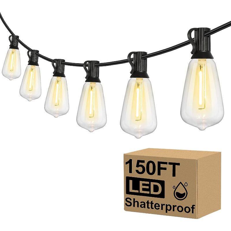 Outdoor String Lights Shatterproof – Vintage Edison Bulbs for Patio and Garden-Solar Wind LED Chime