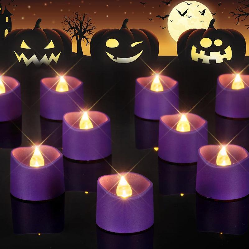 Pack 12 Purple Battery Candles – LED Theme Party Lights-Solar Wind LED Chime
