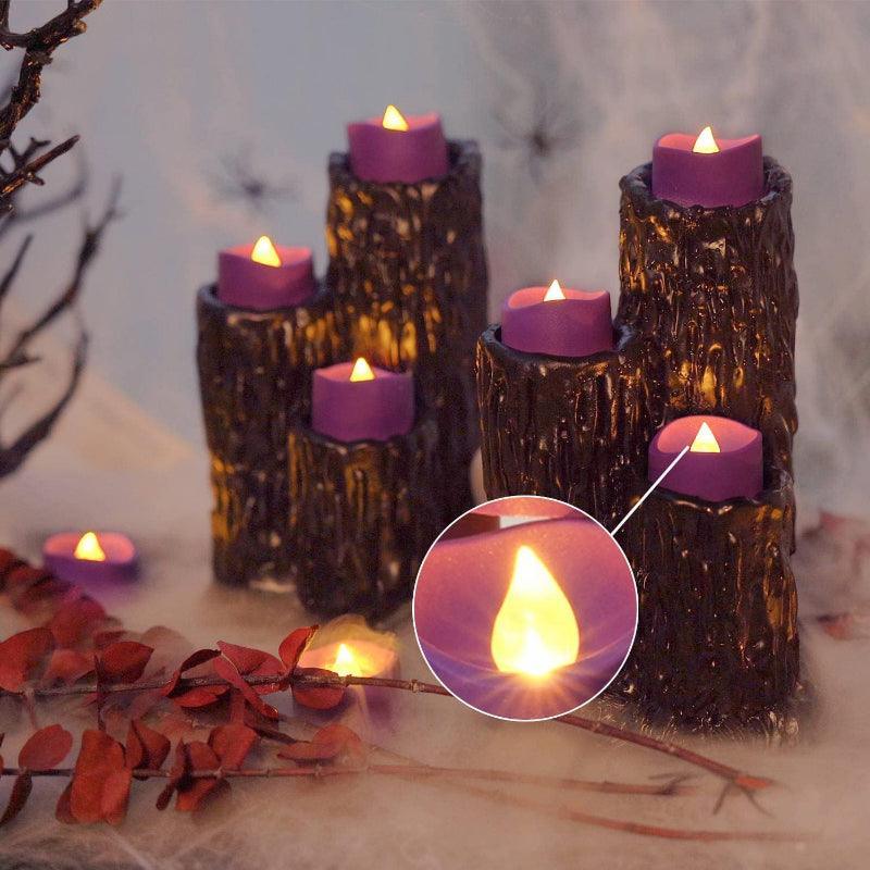 Pack 12 Purple Battery Candles – LED Theme Party Lights-Solar Wind LED Chime