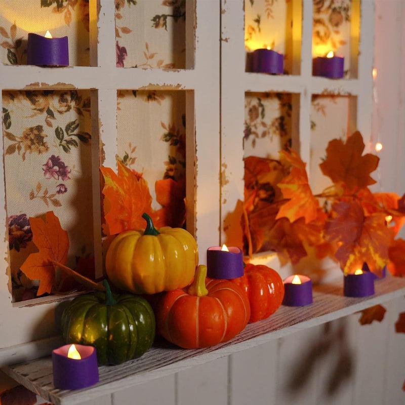 Pack 12 Purple Battery Candles – LED Theme Party Lights-Solar Wind LED Chime