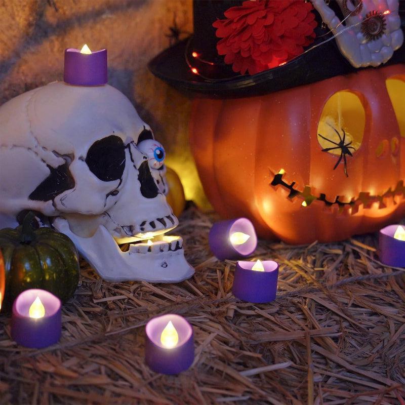 Pack 12 Purple Battery Candles – LED Theme Party Lights-Solar Wind LED Chime