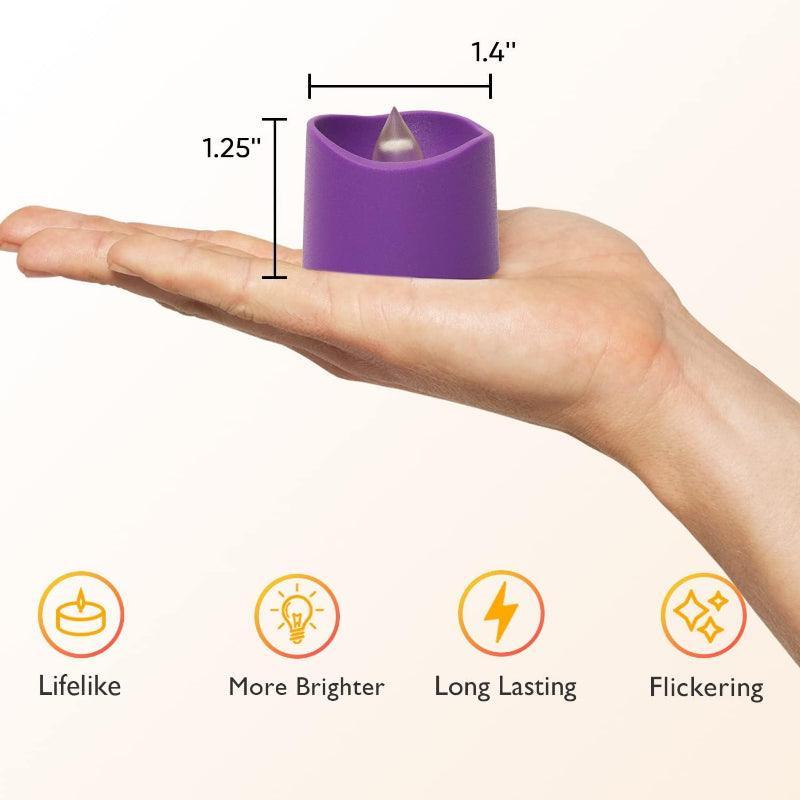 Pack 12 Purple Battery Candles – LED Theme Party Lights-Solar Wind LED Chime