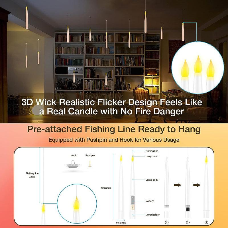 Pack 12 Flameless LED Candles – Perfect for Halloween Decorations-Solar Wind LED Chime
