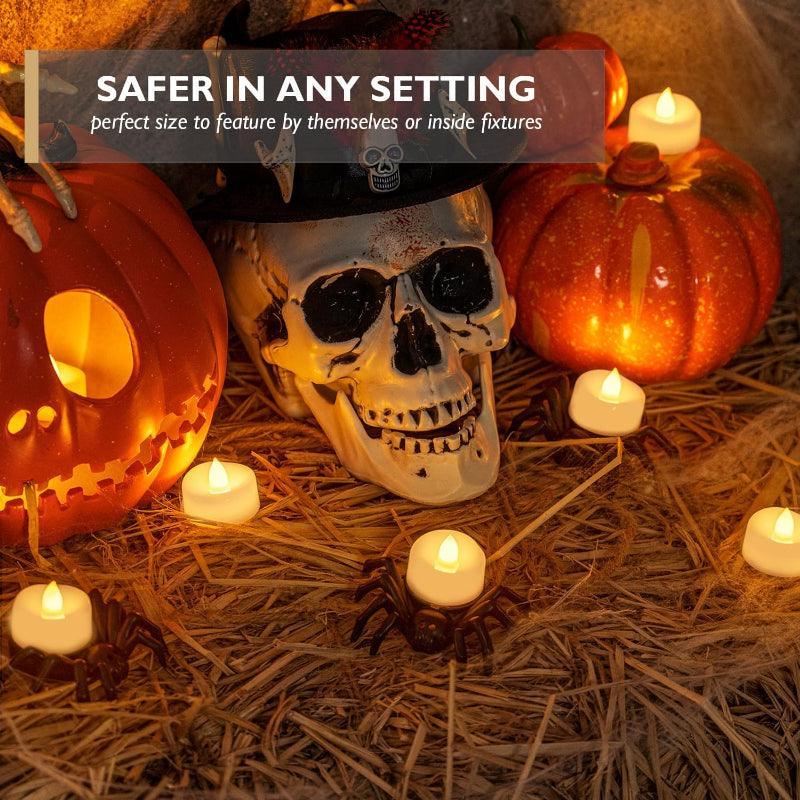 Pack 50 LED Tea Lights – Safe Flameless Battery Candles-Solar Wind LED Chime