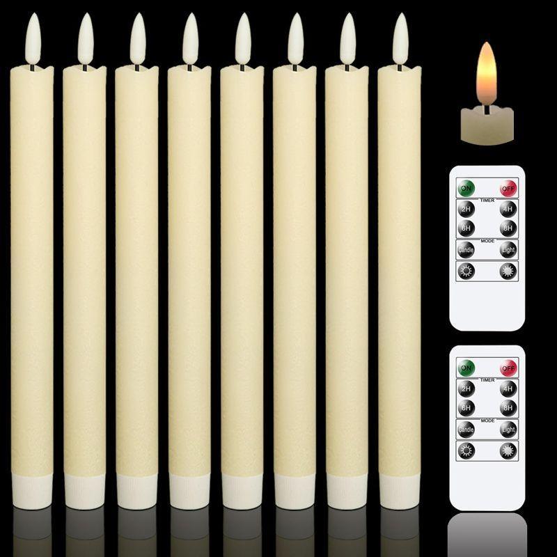 Pack 8 Flameless Taper Candles – Battery Operated and Lighting-Solar Wind LED Chime