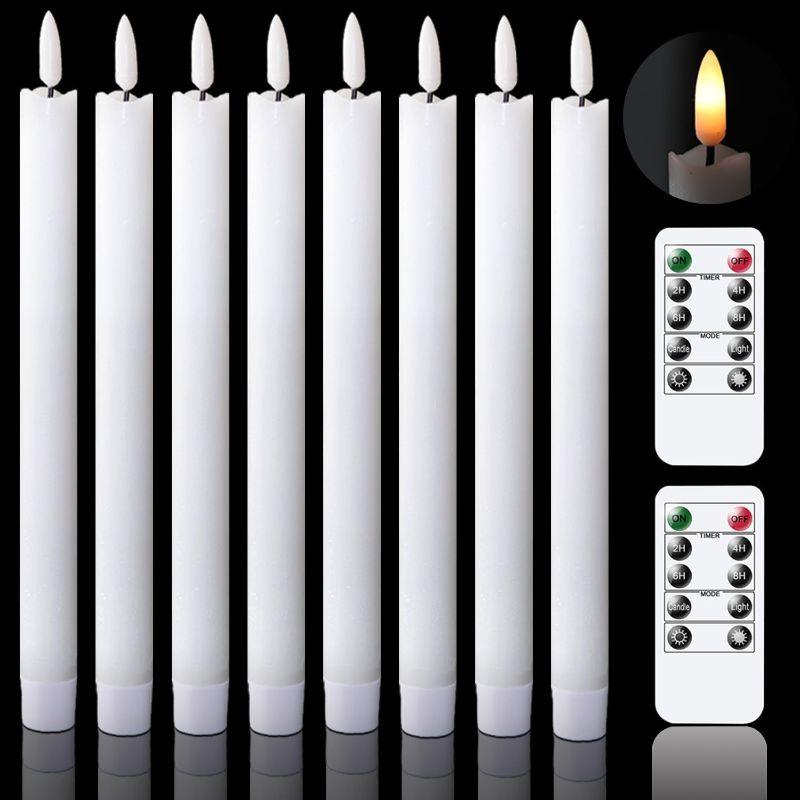 8 Pack Flameless Taper Candles – Flickering LED with Remote-Solar Wind LED Chime