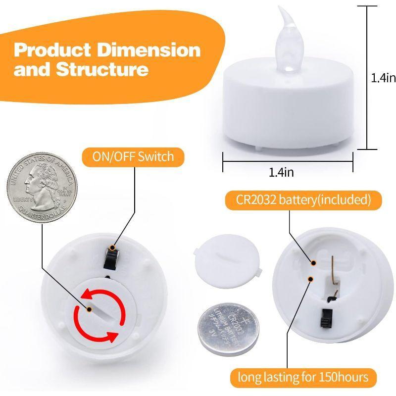 Pack 12 Flickering Tea Lights – Safe and Smokeless Design-Solar Wind LED Chime