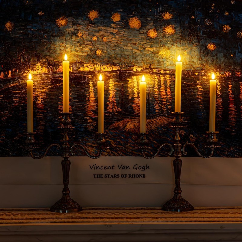 Real Wax LED Flameless Taper Candles With Remote Timer