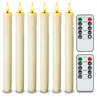 Real Wax LED Flameless Taper Candles With Remote Timer