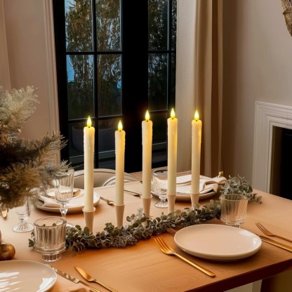 Real Wax LED Flameless Taper Candles With Remote Timer