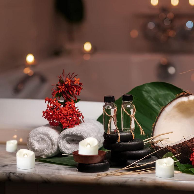 12 Set Flameless Candles - Flickering Battery Operated LED Light-Solar Wind LED Chime