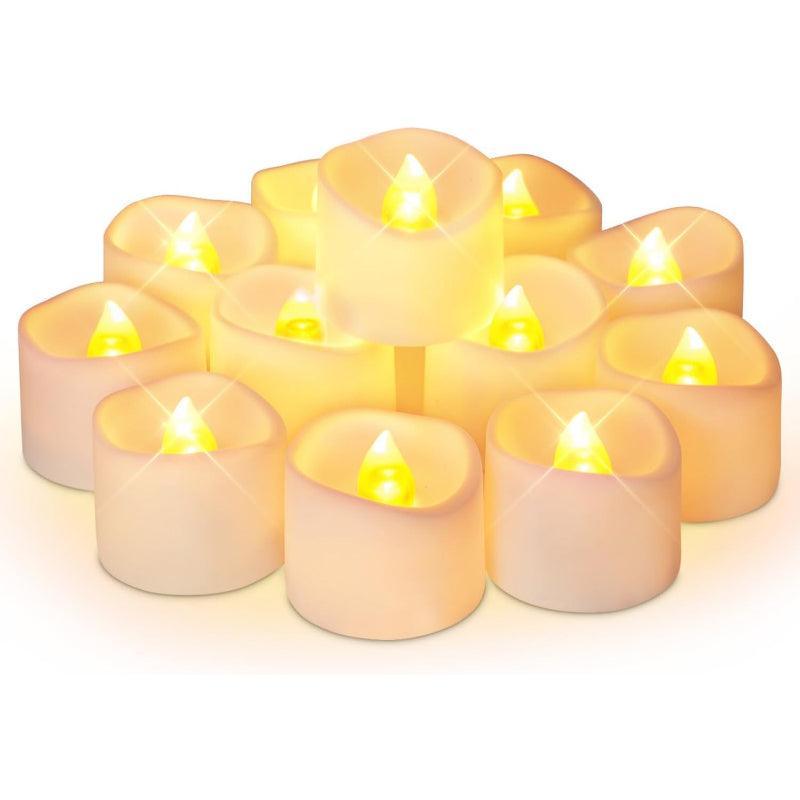Set Of 12 Flameless Votive Candles - LED Lamp Candles For Home Decor-Solar Wind LED Chime