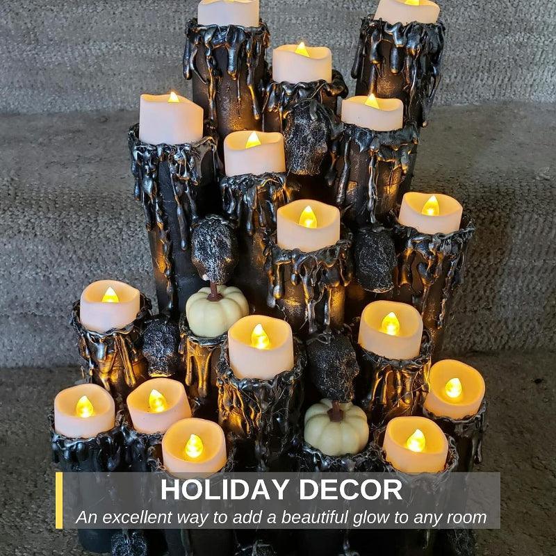 Set Of 12 Flameless Votive Candles - LED Lamp Candles For Home Decor-Solar Wind LED Chime