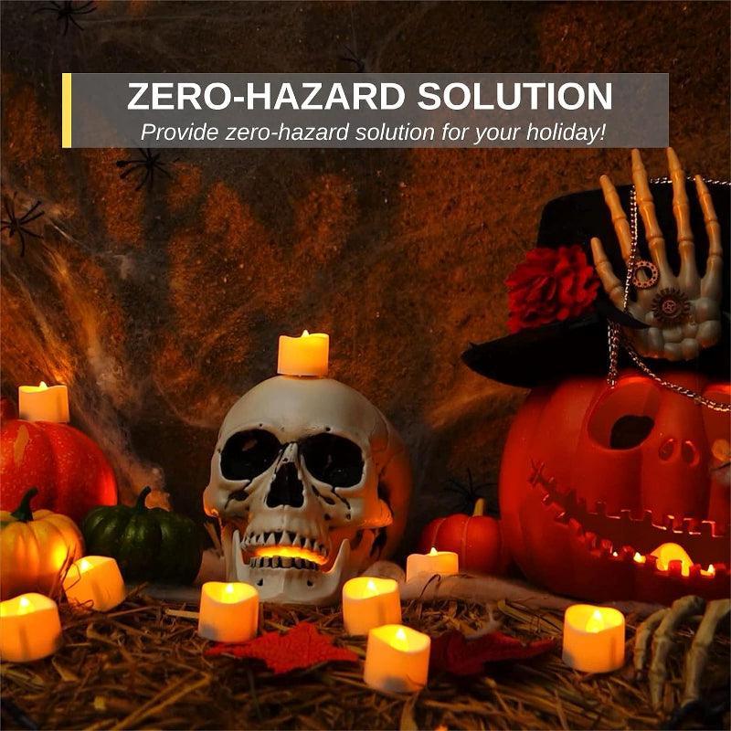 Set Of 12 Flameless Votive Candles - LED Lamp Candles For Home Decor-Solar Wind LED Chime