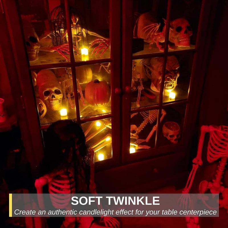 Set Of 12 Flameless Votive Candles - LED Lamp Candles For Home Decor-Solar Wind LED Chime