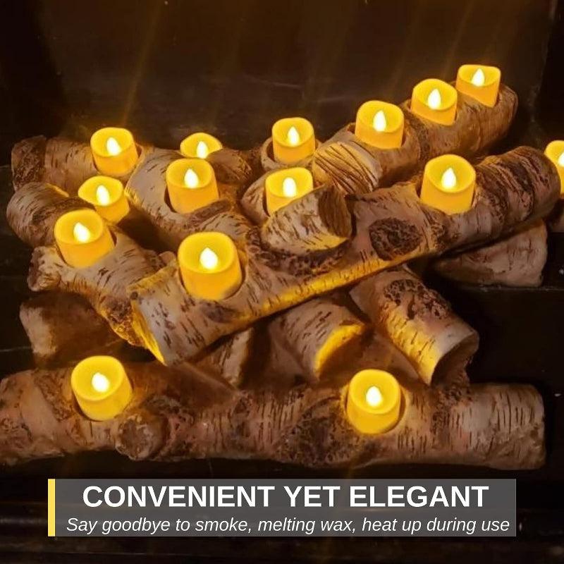 Set Of 12 Flameless Votive Candles - LED Lamp Candles For Home Decor-Solar Wind LED Chime