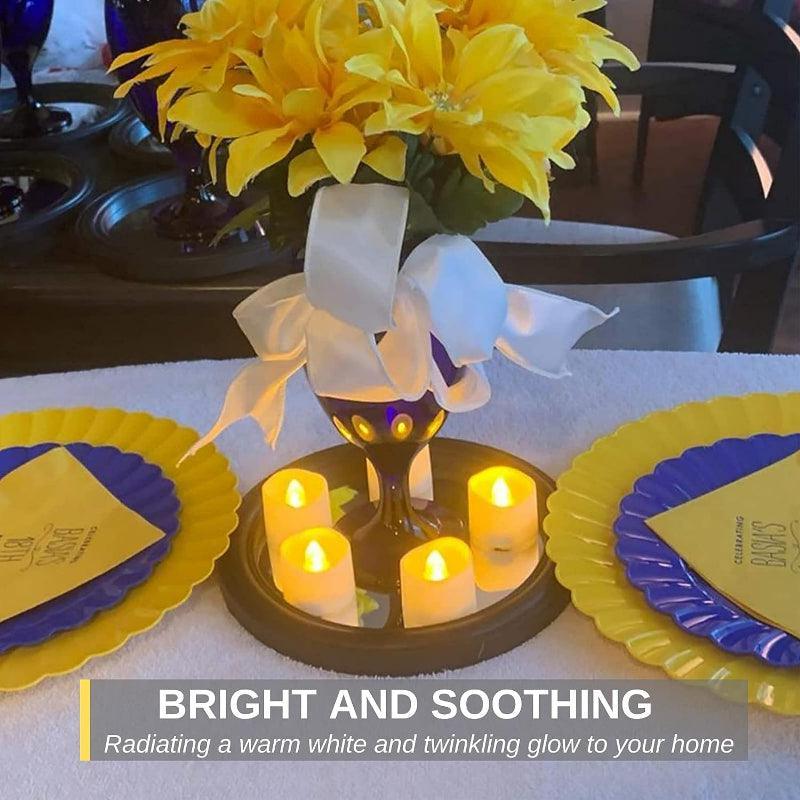 Set Of 12 Flameless Votive Candles - LED Lamp Candles For Home Decor-Solar Wind LED Chime