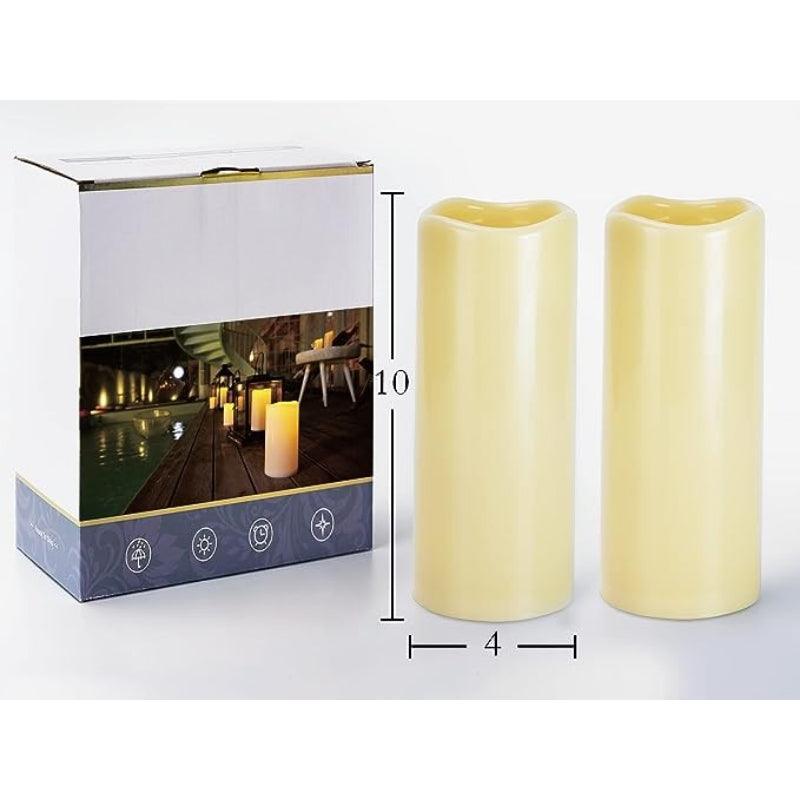 Set Of 2 Flameless Outdoor Lantern Candles – Remote Control Waterproof LED-Solar Wind LED Chime