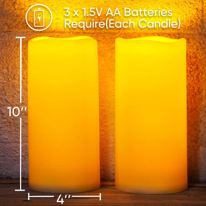 Set Of 2 Flameless Outdoor Lantern Candles – Remote Control Waterproof LED-Solar Wind LED Chime