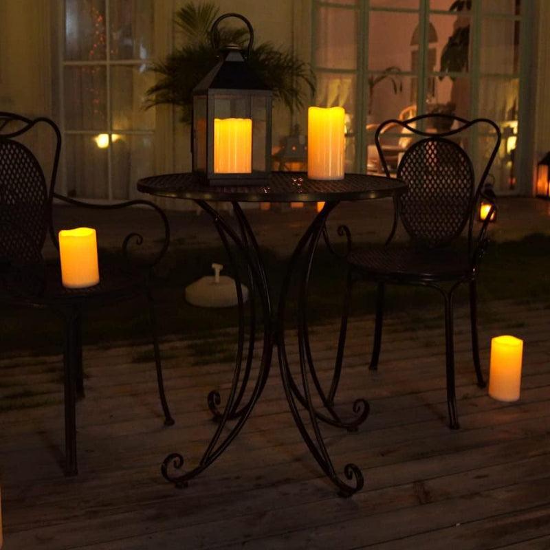 Set Of 2 Flameless Outdoor Lantern Candles – Remote Control Waterproof LED-Solar Wind LED Chime