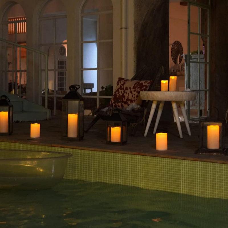 Set Of 2 Flameless Outdoor Lantern Candles – Remote Control Waterproof LED-Solar Wind LED Chime