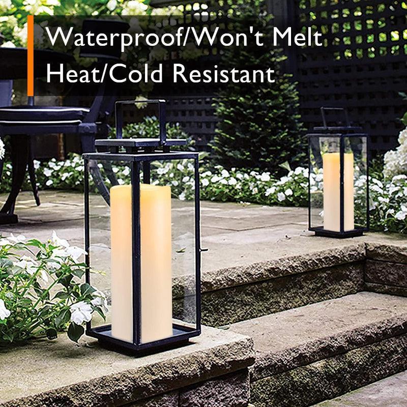 Set Of 2 Flameless Outdoor Lantern Candles – Remote Control Waterproof LED-Solar Wind LED Chime