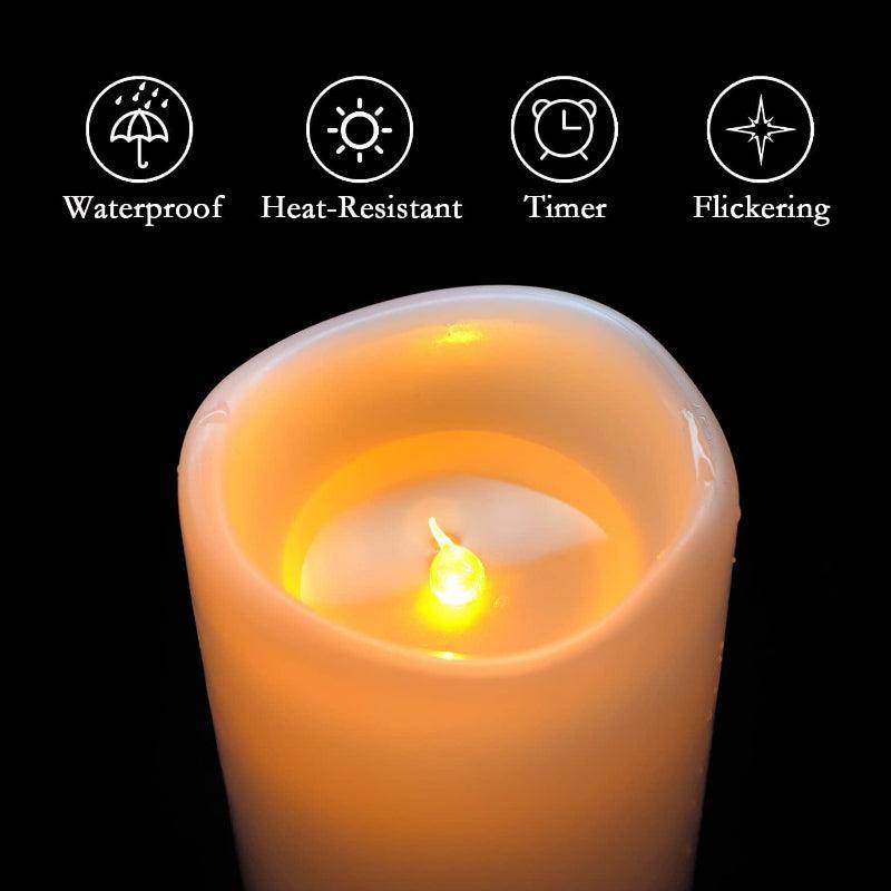 Set Of 2 Flameless Outdoor Lantern Candles – Remote Control Waterproof LED-Solar Wind LED Chime