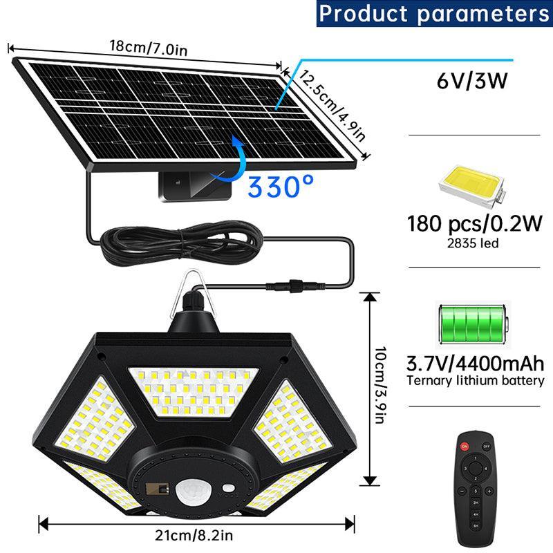 Solar Powered Ceiling Light – Motion Sensor with Remote Control-Solar Wind LED Chime