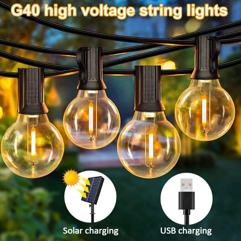 Solar String Lights Outdoor G40 - Durable LED Patio Lighting-Solar Wind LED Chime