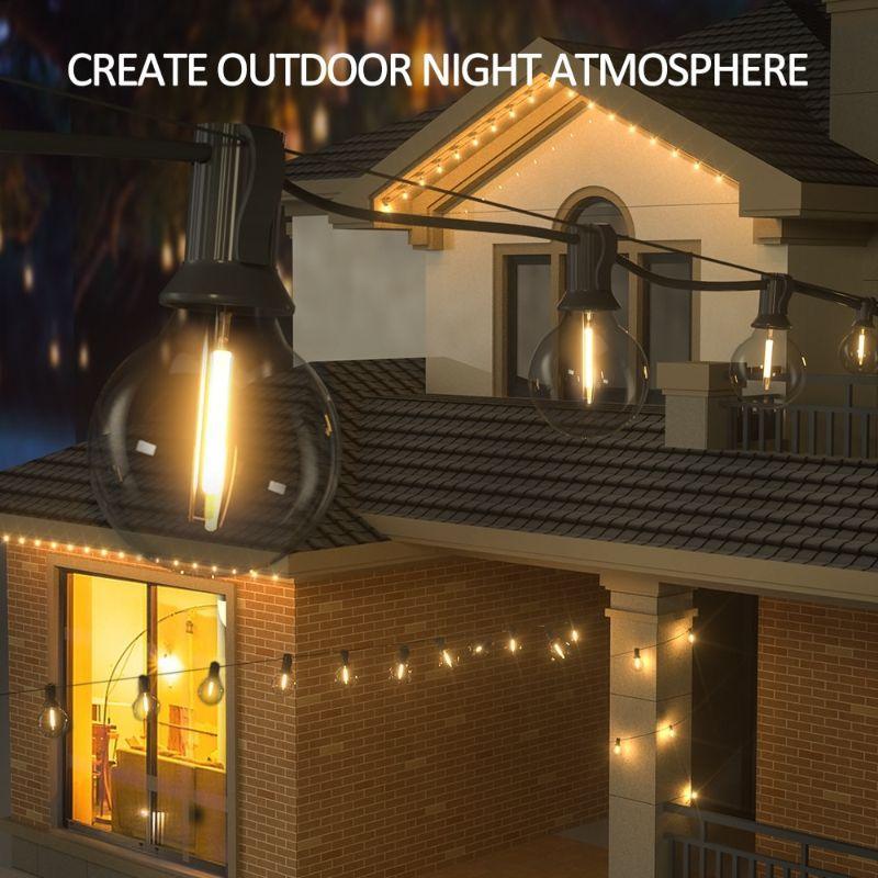 G40 Solar String Lights Outdoor – Waterproof LED Patio Lighting-Solar Wind LED Chime