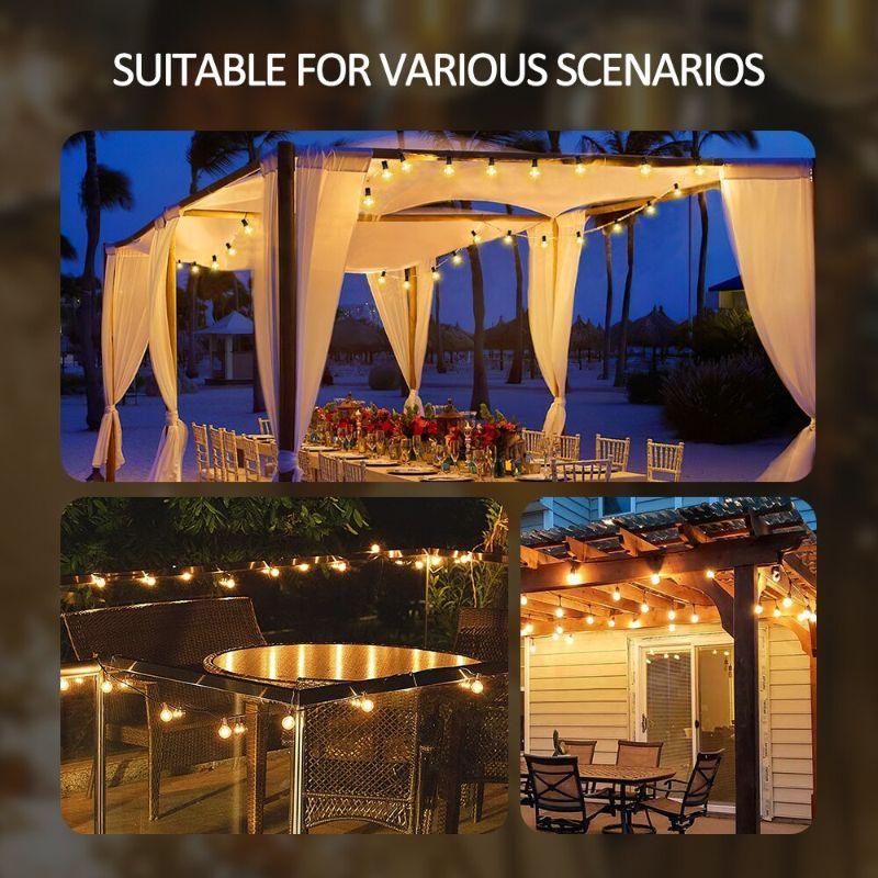 G40 Solar String Lights Outdoor – Waterproof LED Patio Lighting-Solar Wind LED Chime