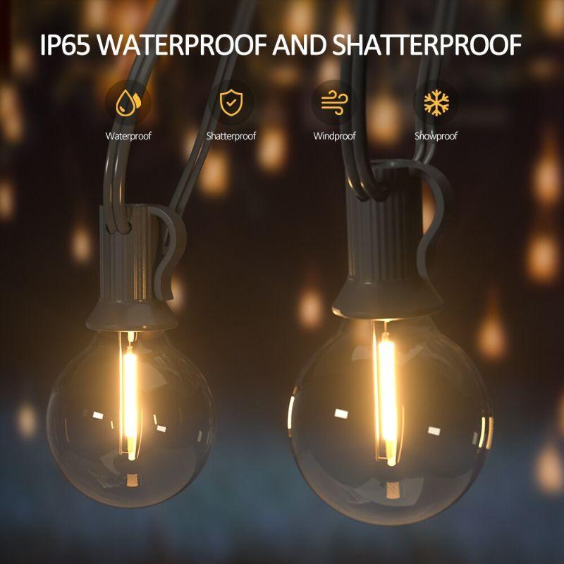 G40 Solar String Lights Outdoor – Waterproof LED Patio Lighting-Solar Wind LED Chime