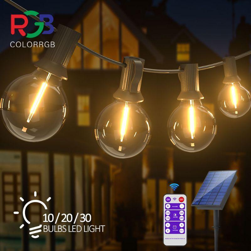 G40 Solar String Lights Outdoor – Waterproof LED Patio Lighting-Solar Wind LED Chime